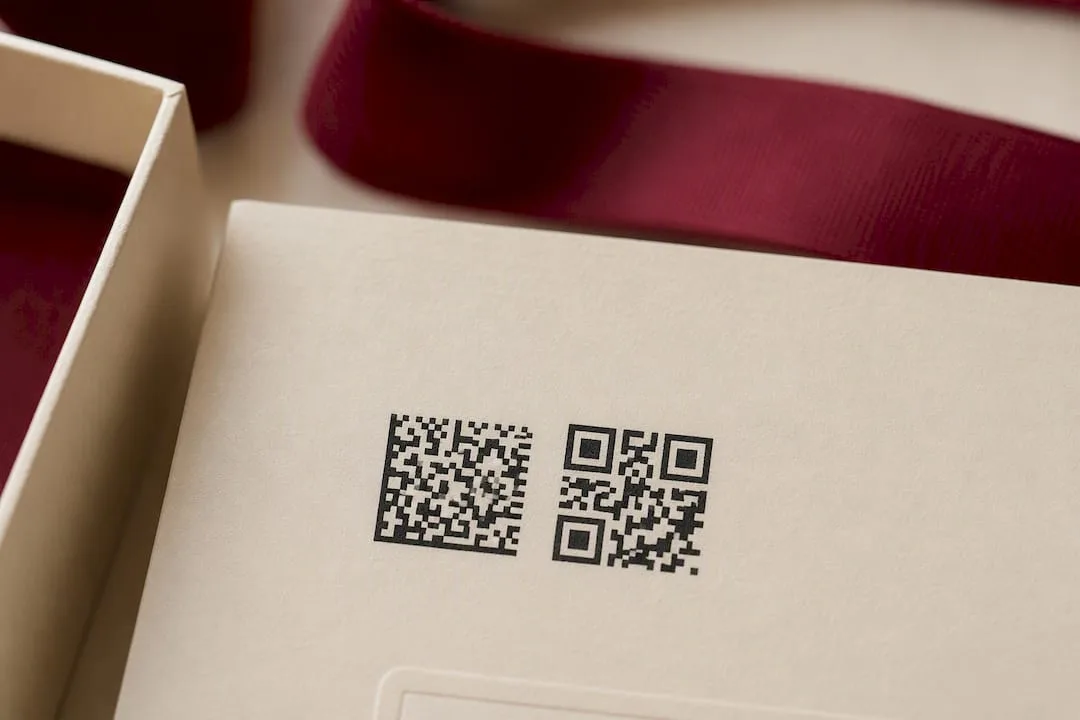 Close-up of Data Matrix and QR Codes on label