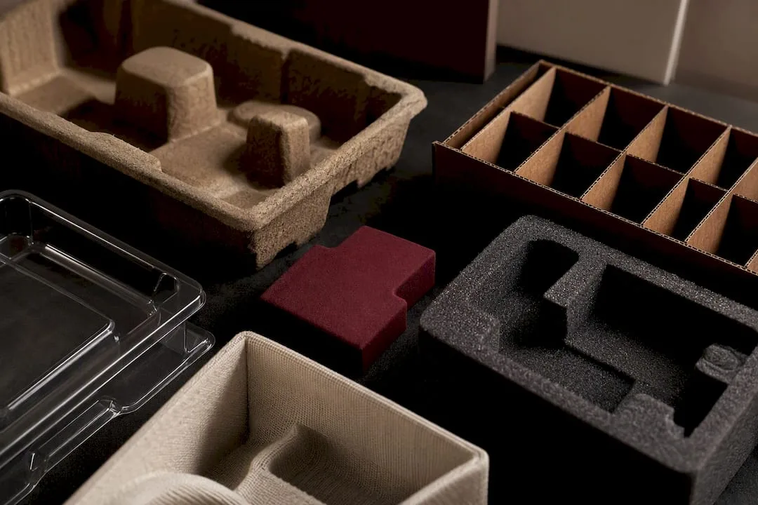 Five box insert materials arranged together