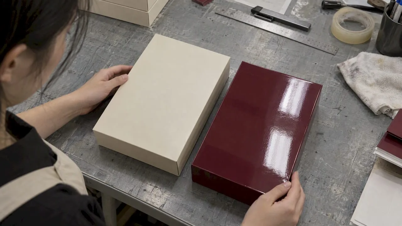 Paired matte and gloss packaging samples