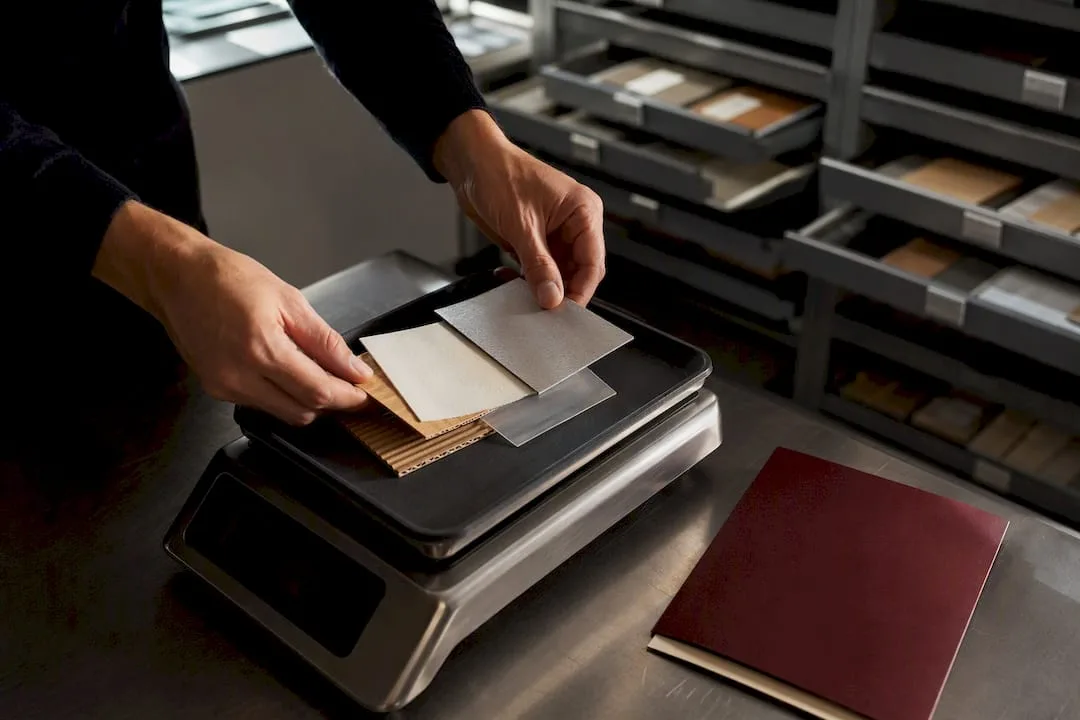 Anonymous packaging materials being weighed