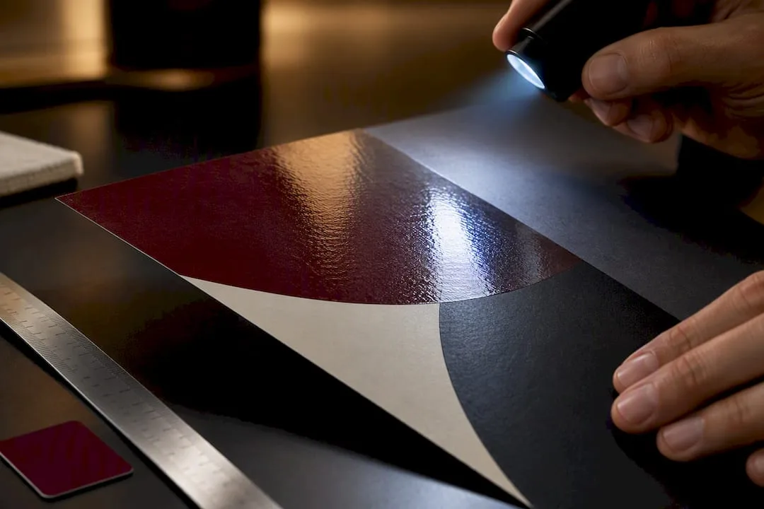 Selective gloss contrast on printed packaging sheet