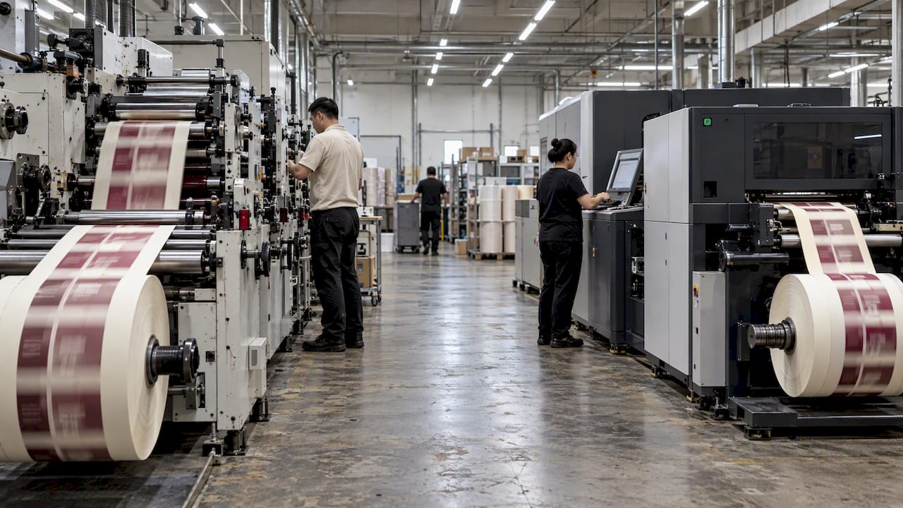 Flexo and digital presses printing label stock