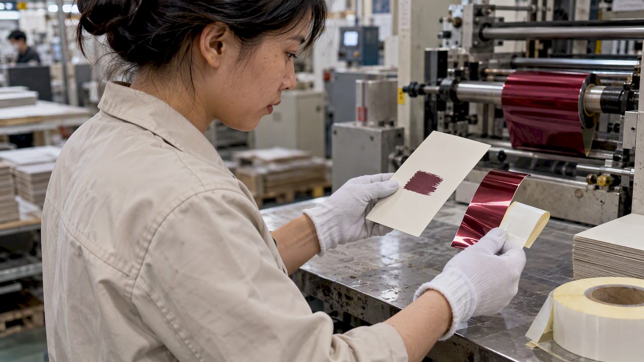 Packaging materials being checked at a finishing area