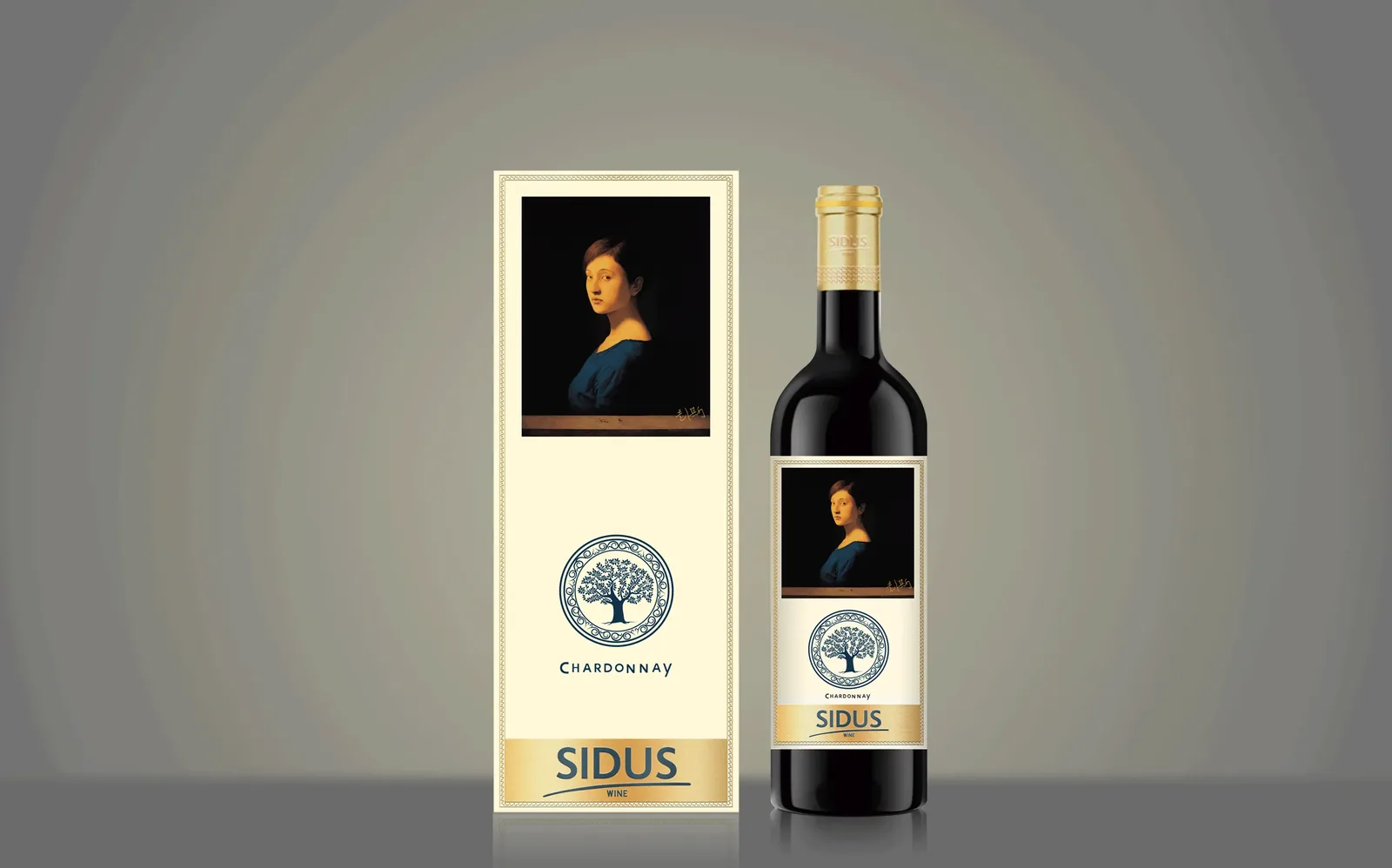 Wine label and matching carton produced as one specification
